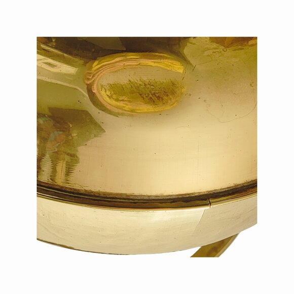 Vintage Ornate Brass & Amber Glass Handle Footed Teapot - Picture 8 of 9